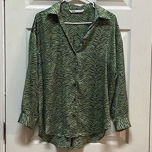 Zara Green Zebra Print Women's Top